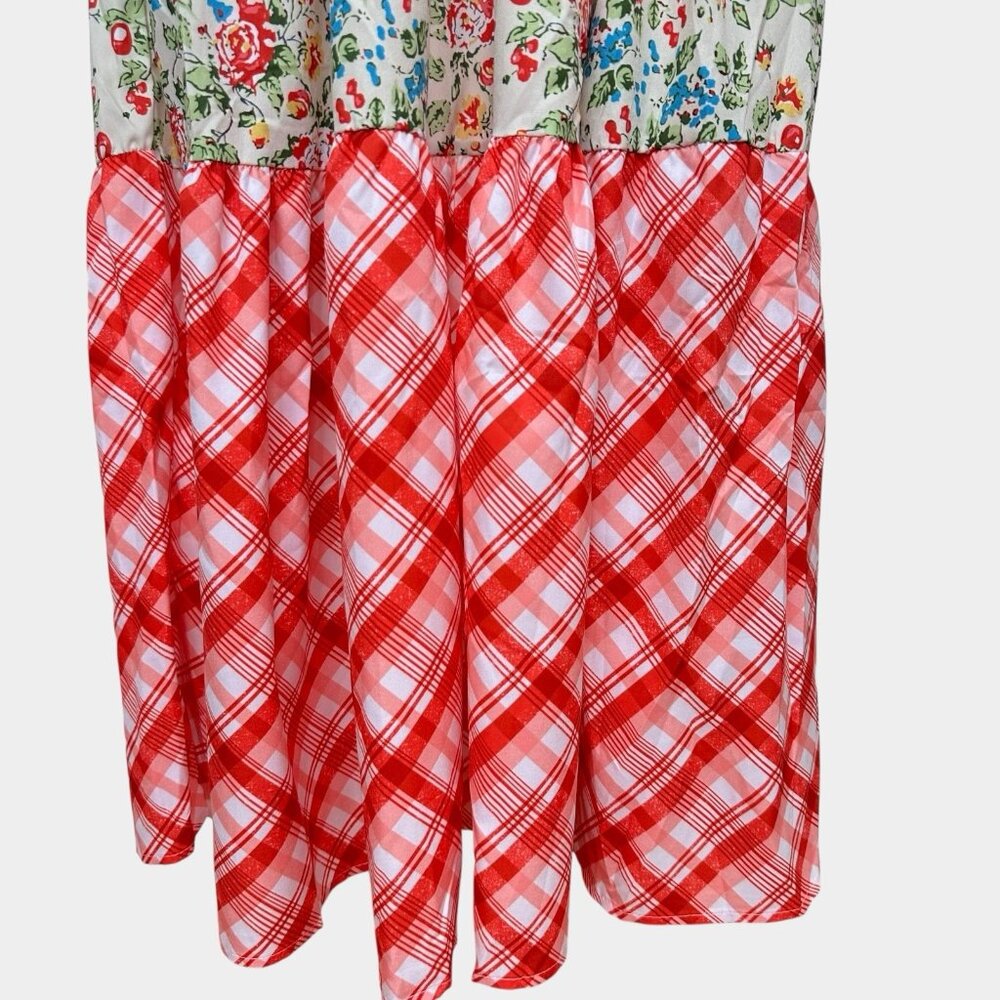 Women Bohemian Bluebell Maxi Dress Size L V-Neck Gathered Bodice Bows Shoulders - Picture 15 of 16